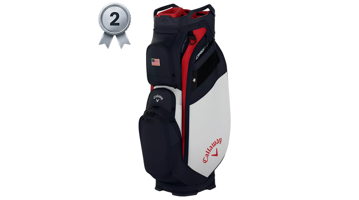 Black golf bag with silver second place medal